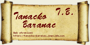 Tanacko Baranac vizit kartica